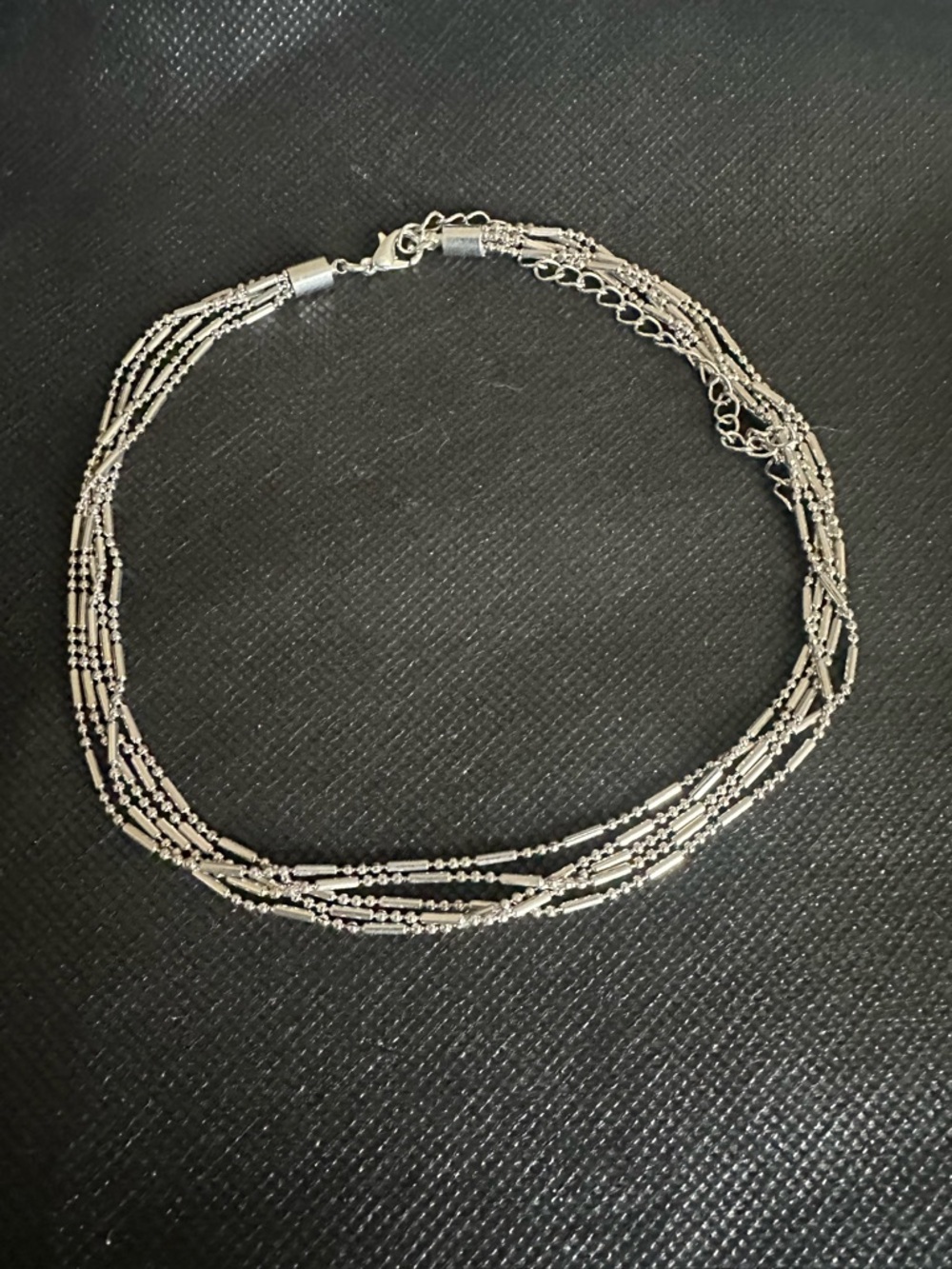 Silver Tone Multi-Strand Beaded Necklace